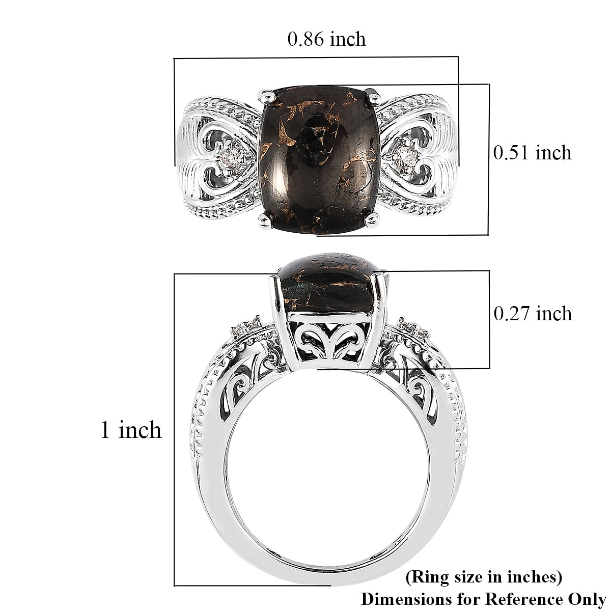 Karis Matrix Silver Shungite and Simulated Diamond Ring in Platinum Bond (Size 11.0) 3.10 ctw image number 5
