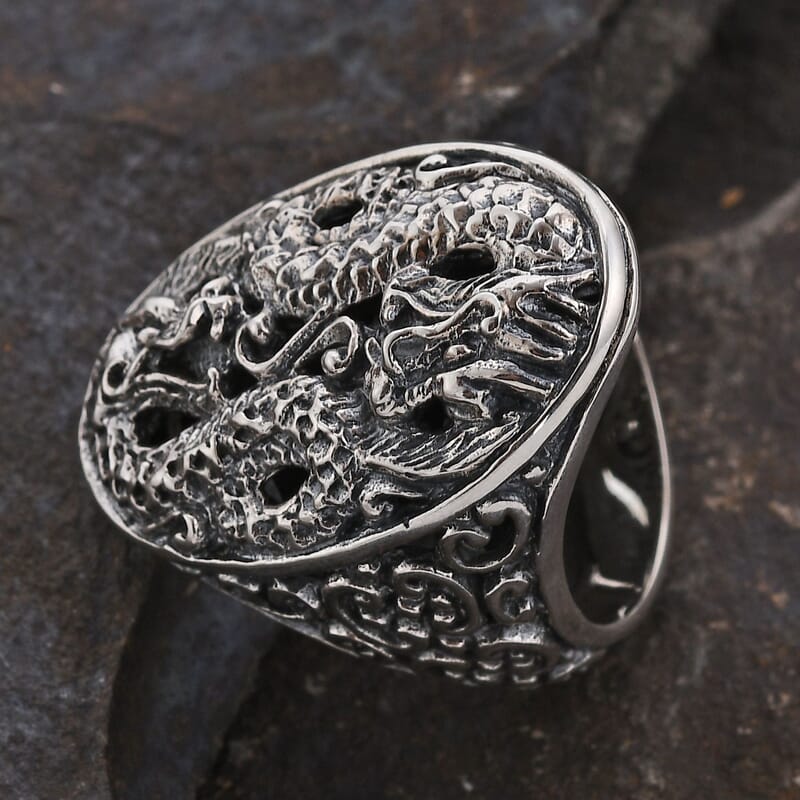 Bali Legacy Sterling Silver Dragon Ring (Size 10.0) 12 Grams