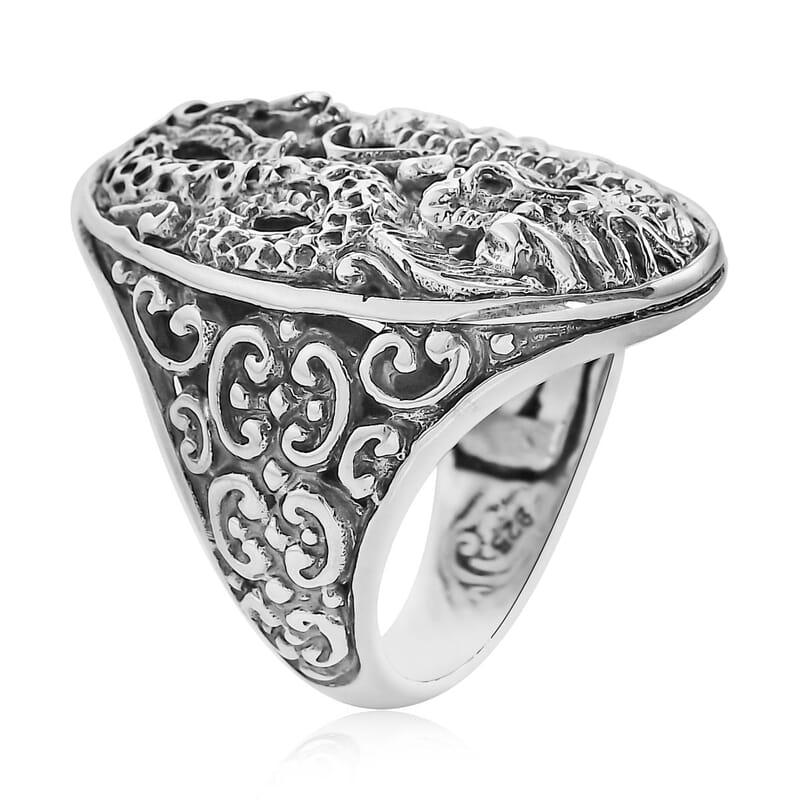 Bali Legacy Sterling Silver Dragon Ring (Size 10.0) 12 Grams
