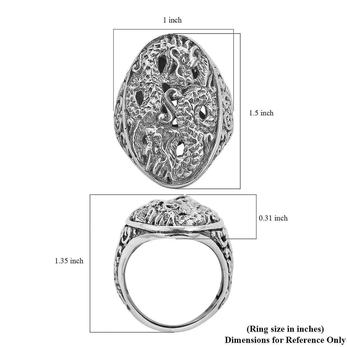 Bali Legacy Sterling Silver Dragon Ring 12 Grams image number 5