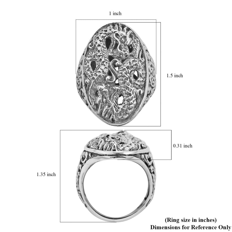 Bali Legacy Sterling Silver Dragon Ring (Size 10.0) 12 Grams
