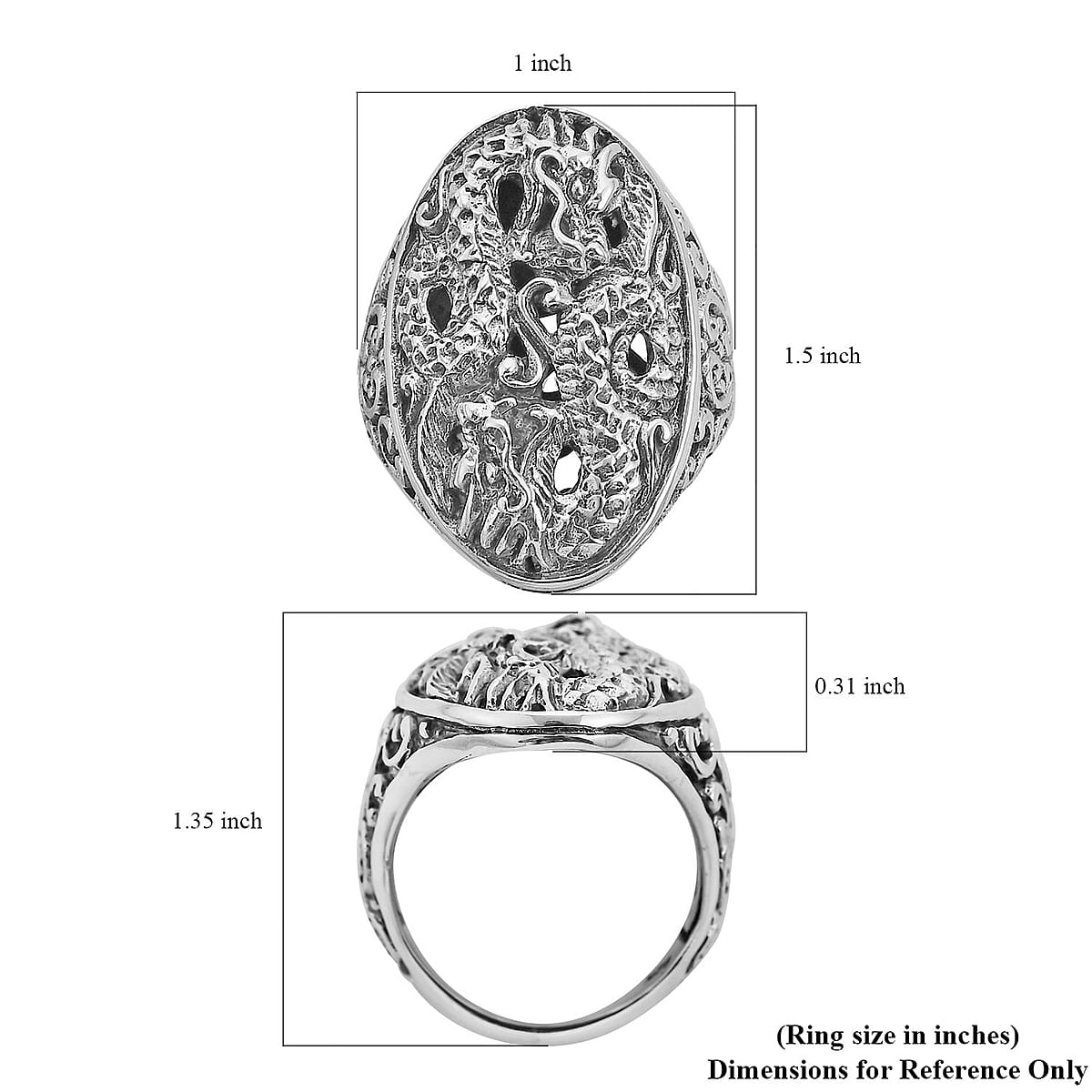 Bali Legacy Sterling Silver Dragon Ring (Size 6.0) 12 Grams image number 5
