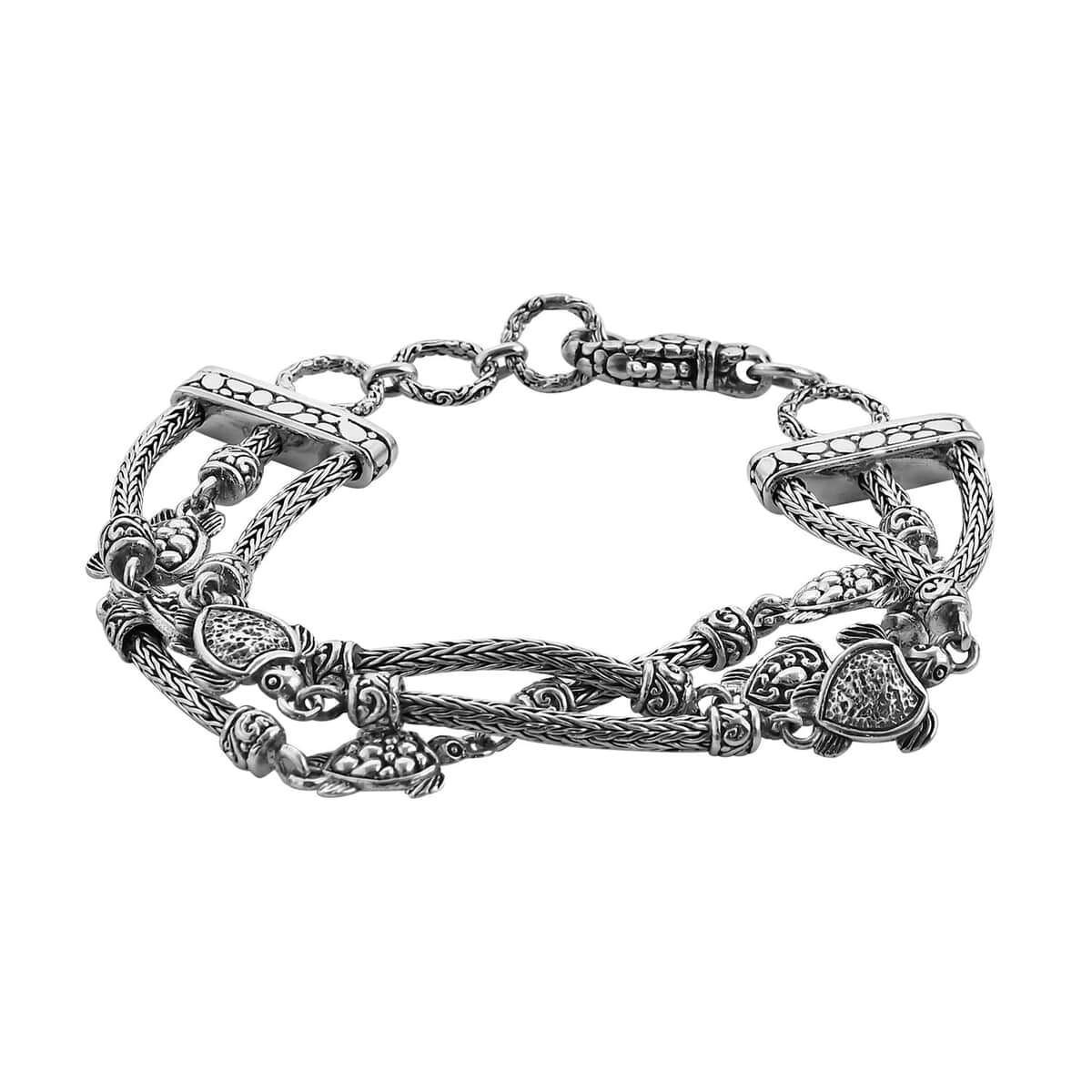 Bali Legacy Sterling Silver Turtle Bracelet (7.25 In) 32.15 Grams image number 0
