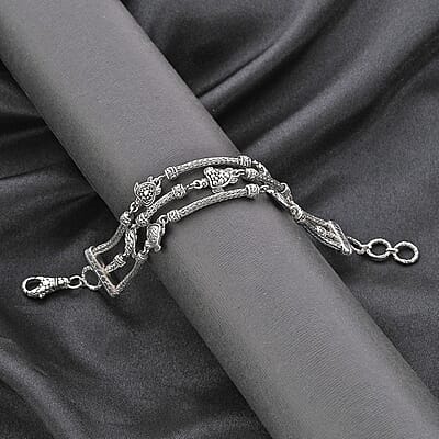 D'Joy Bali Legacy Turtle Bracelet in Sterling Silver (7.25 In) 32.15 Grams