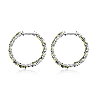 Arizona Peridot Hoop Earrings in Platinum Over Sterling Silver 6.65 ctw