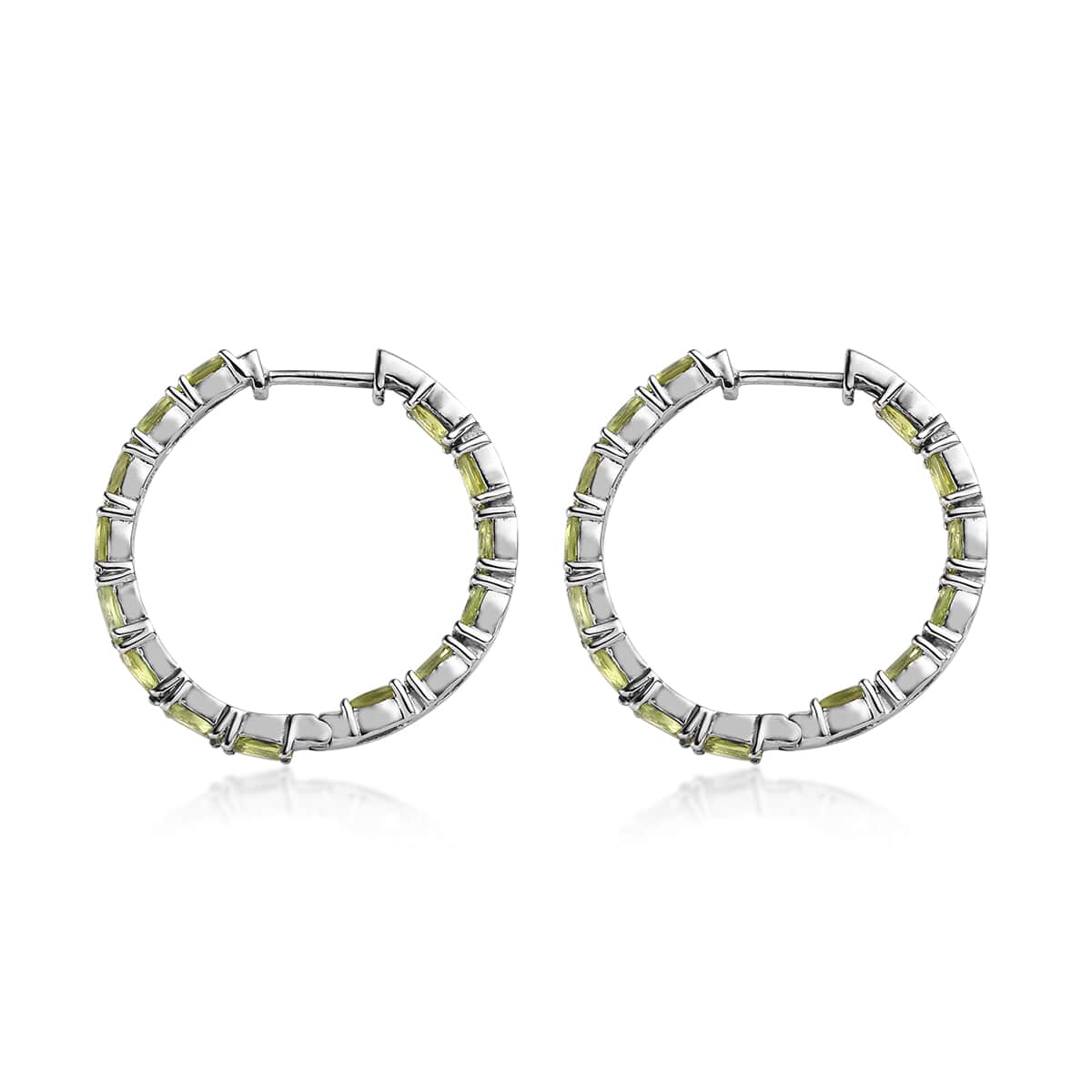 Arizona Peridot Hoop Earrings in Platinum Over Sterling Silver 6.65 ctw image number 3