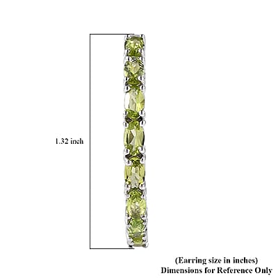 Arizona Peridot Hoop Earrings in Platinum Over Sterling Silver 6.65 ctw