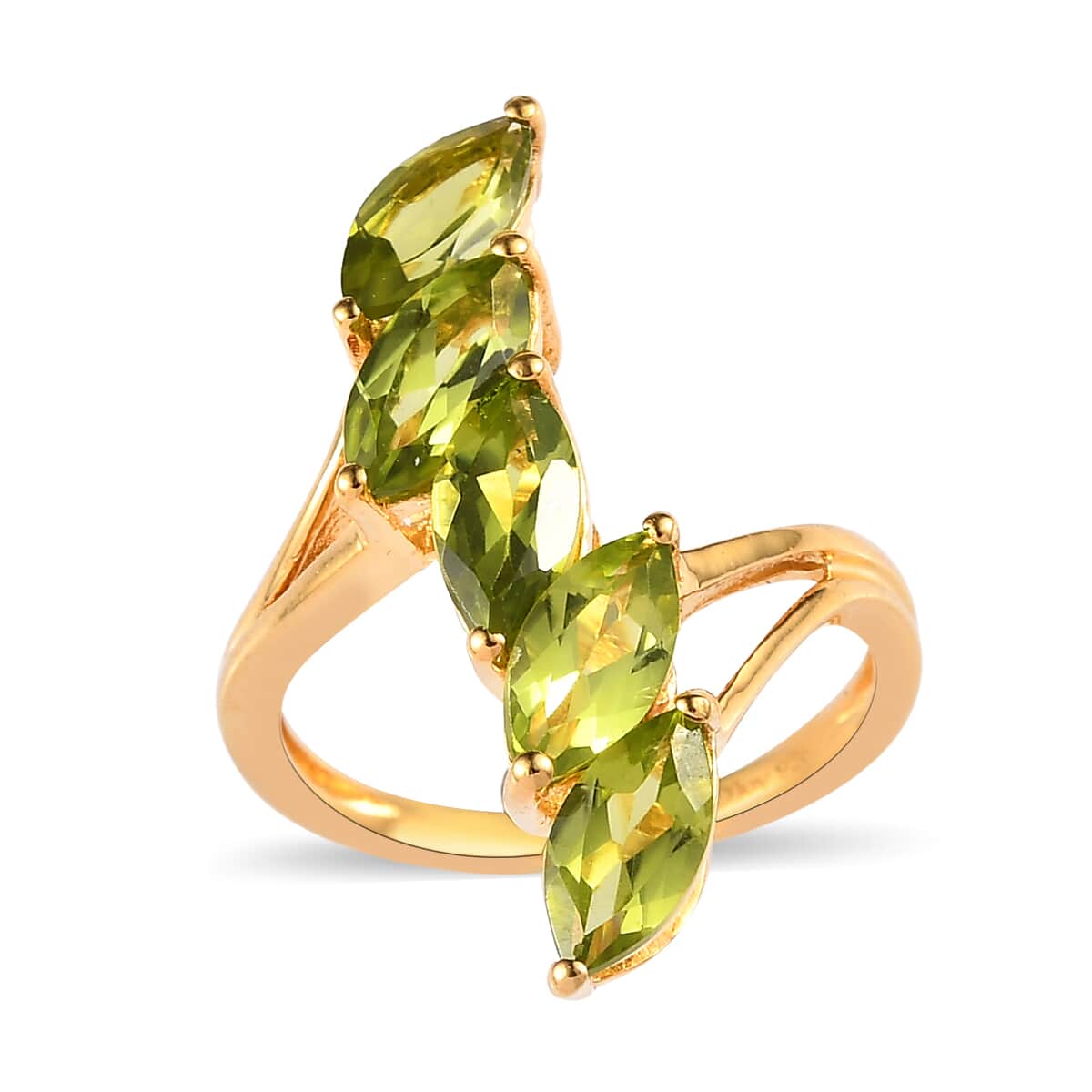 Arizona Peridot 5 Stone Ring in Vermeil YG Over Sterling Silver (Size 9.0) 2.85 ctw image number 0
