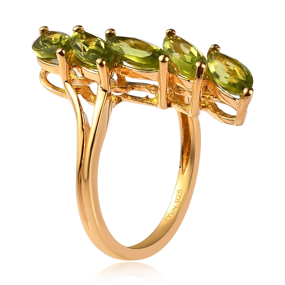 Arizona Peridot 5 Stone Ring in Vermeil YG Over Sterling Silver (Size 9.0) 2.85 ctw image number 3