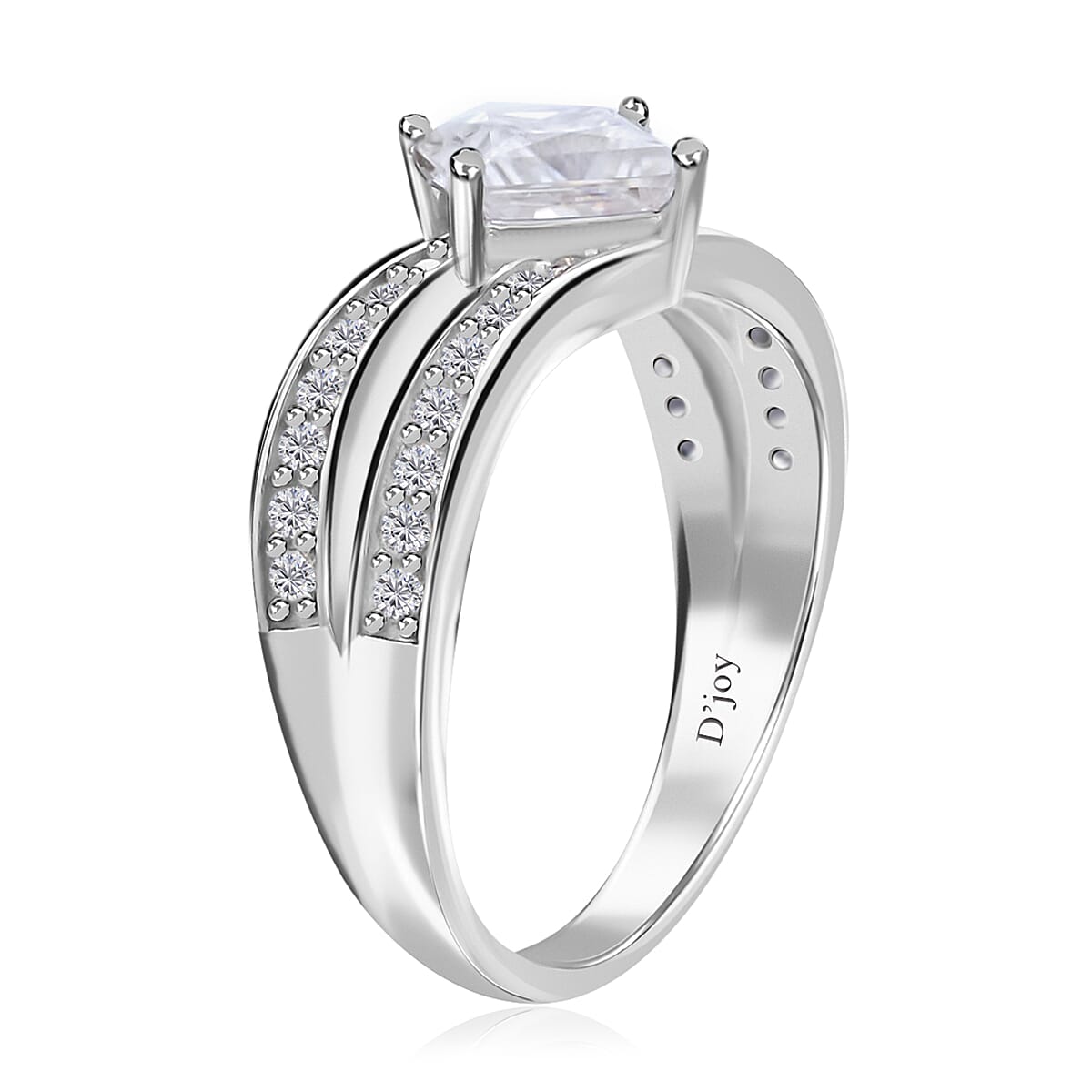 Moissanite Bypass Band Ring in Rhodium Over Sterling Silver 1.65 ctw image number 3