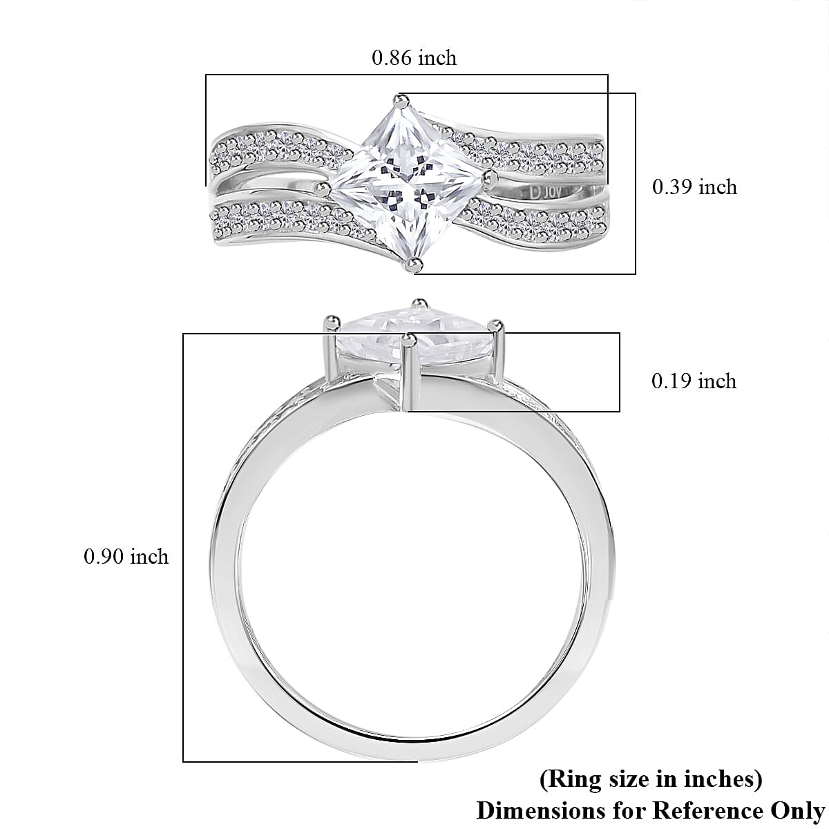 Moissanite Bypass Band Ring in Rhodium Over Sterling Silver (Size 6.0) 1.65 ctw image number 5