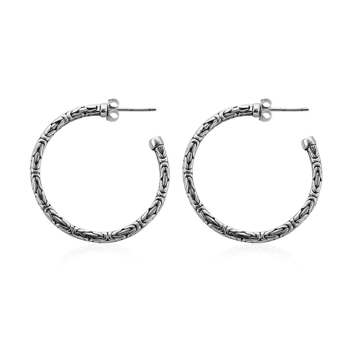 Bali Legacy Sterling Silver Borobudur Hoop Earrings 8.90 Grams image number 3