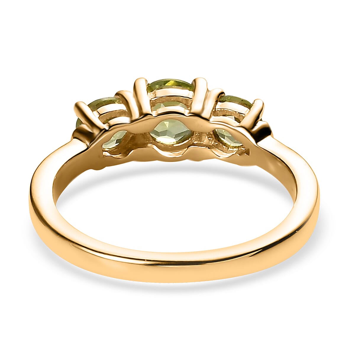 Arizona Peridot 3 Stone Ring in Vermeil Yellow Gold Over Sterling Silver (Size 5.0) 1.15 ctw image number 4