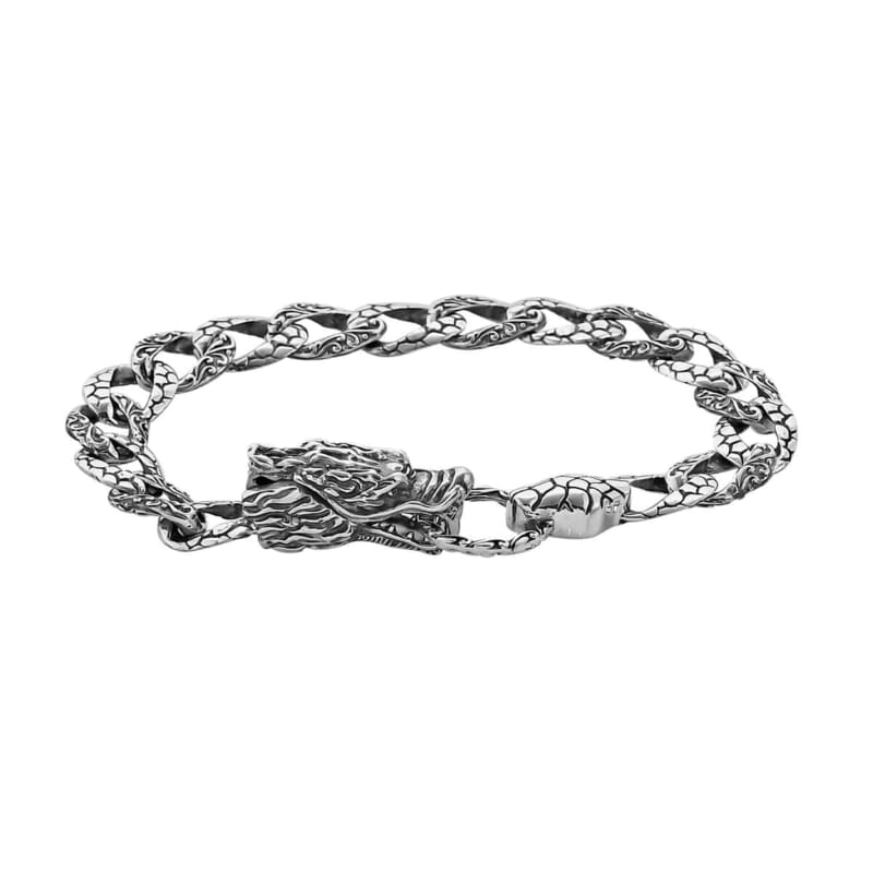 Bali Legacy Sterling Silver Dragon Bracelet, Sterling Silver Bracelet , Creature Bracelet , Bracelet in Silver (7.25 In) 28 Grams