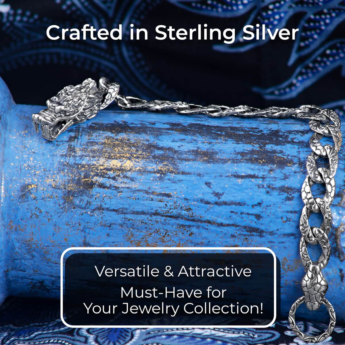 Bali Legacy Sterling Silver Dragon Bracelet (7.25 In) 28 Grams image number 4