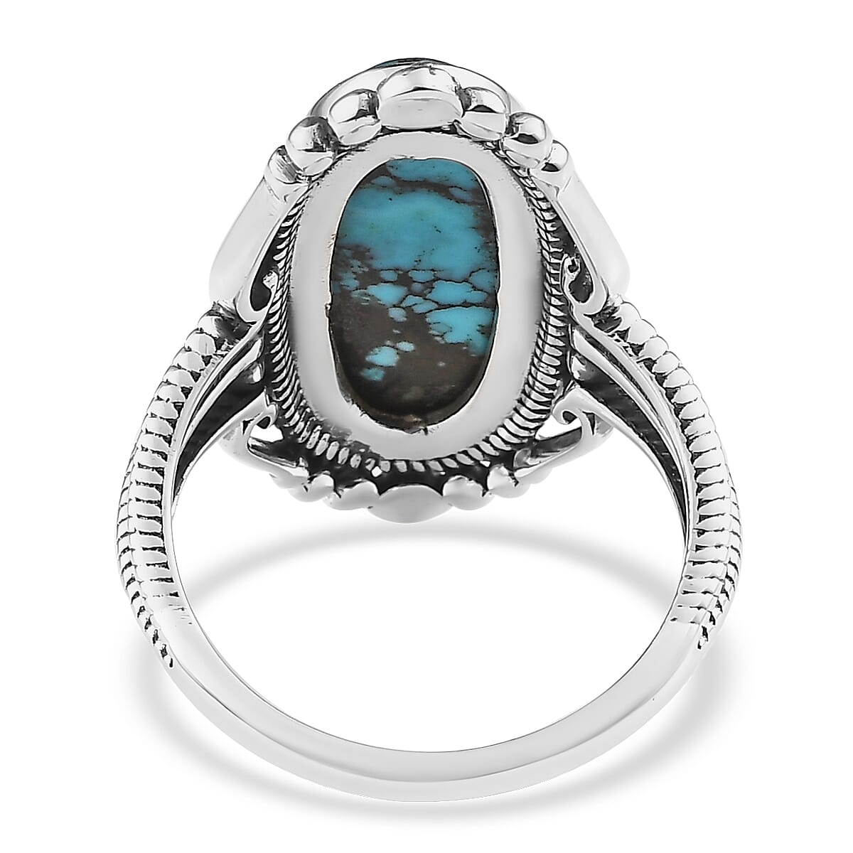 Artisan Crafted Blue Moon Turquoise Elongated Ring in Sterling Silver 5.35 ctw image number 4