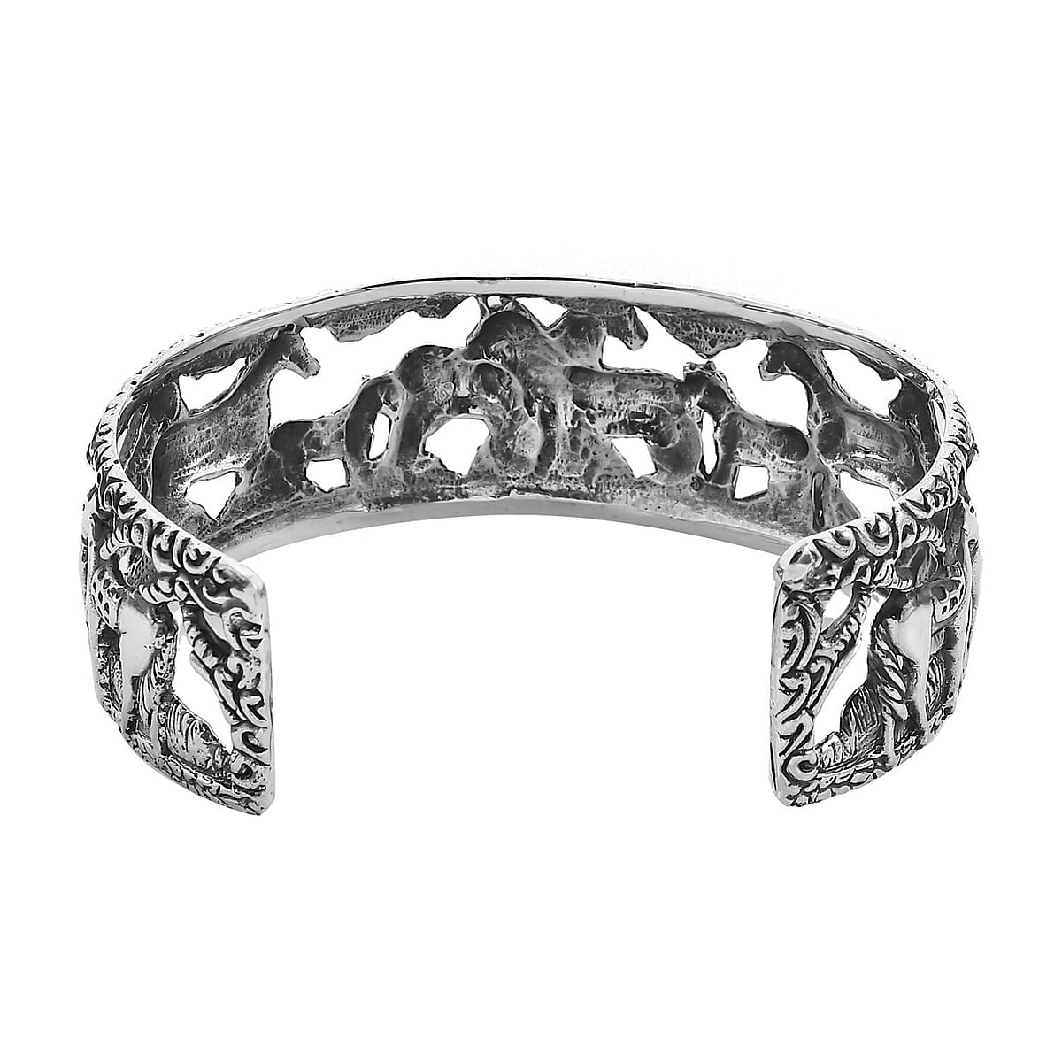 Bali Legacy Sterling Silver Horse Bangle Bracelet (7.25 In) 27.85 Grams image number 4