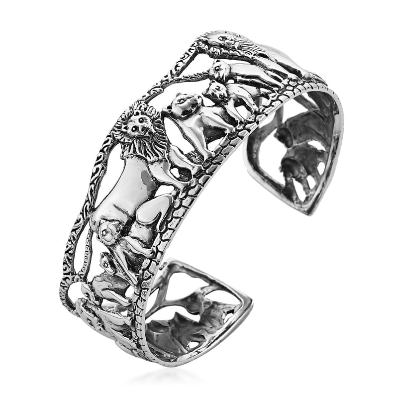 Bali Legacy Sterling Silver Lion's Cuff Bracelet (7.25 In) 30.75 Grams