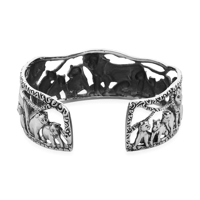 Bali Legacy Sterling Silver Lion's Cuff Bracelet (7.25 In) 30.75 Grams