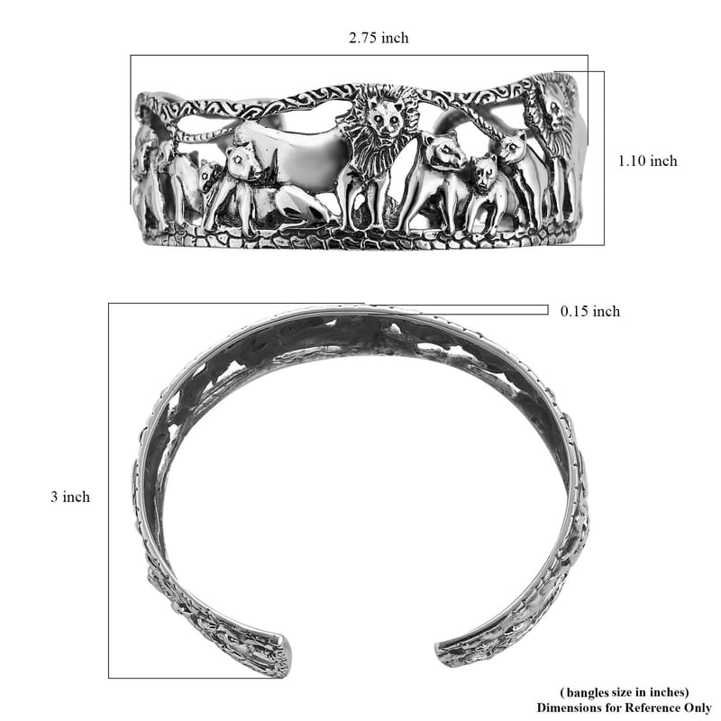 Bali Legacy Sterling Silver Lion's Cuff Bracelet (7.25 In) 30.75 Grams