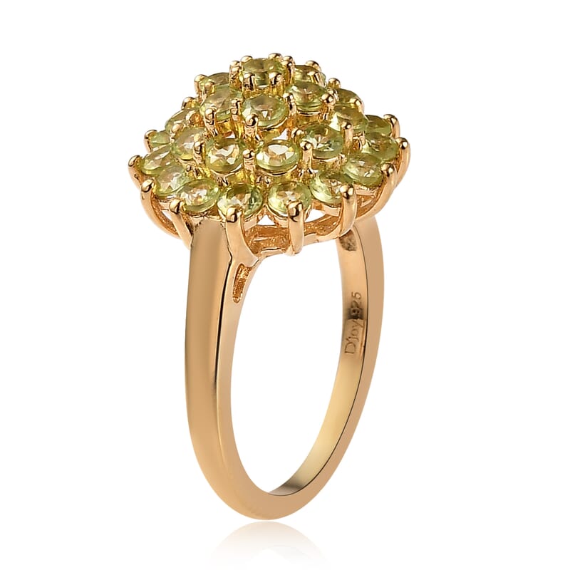 Arizona Peridot Floral Ring in Vermeil Yellow Gold Over Sterling Silver (Size 10.0) 2.35 ctw