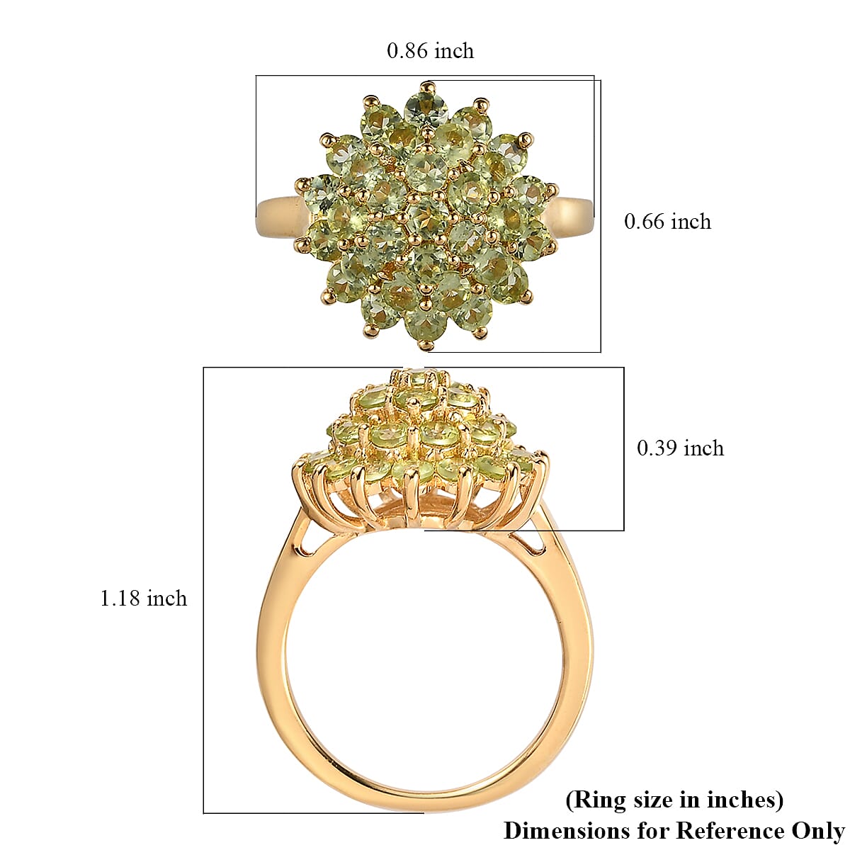 Arizona Peridot Floral Ring in Vermeil Yellow Gold Over Sterling Silver (Size 10.0) 2.35 ctw