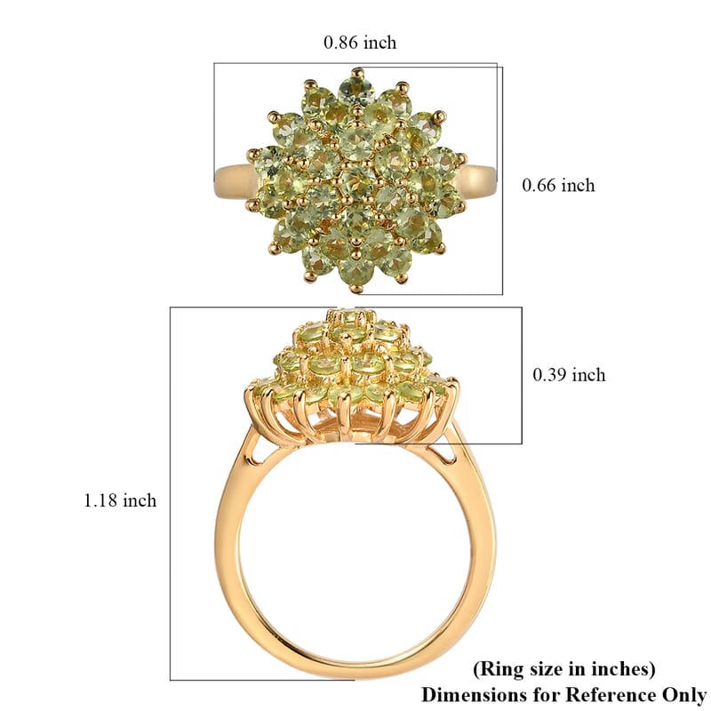 Arizona Peridot Floral Ring in Vermeil Yellow Gold Over Sterling Silver (Size 10.0) 2.35 ctw