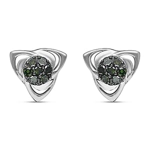 Green Diamond (IR) 0.25 ctw Earrings in Platinum Over Sterling Silver