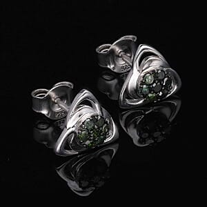 Green Diamond (IR) 0.25 ctw Earrings in Platinum Over Sterling Silver