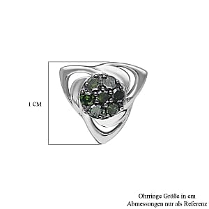 Green Diamond (IR) 0.25 ctw Earrings in Platinum Over Sterling Silver