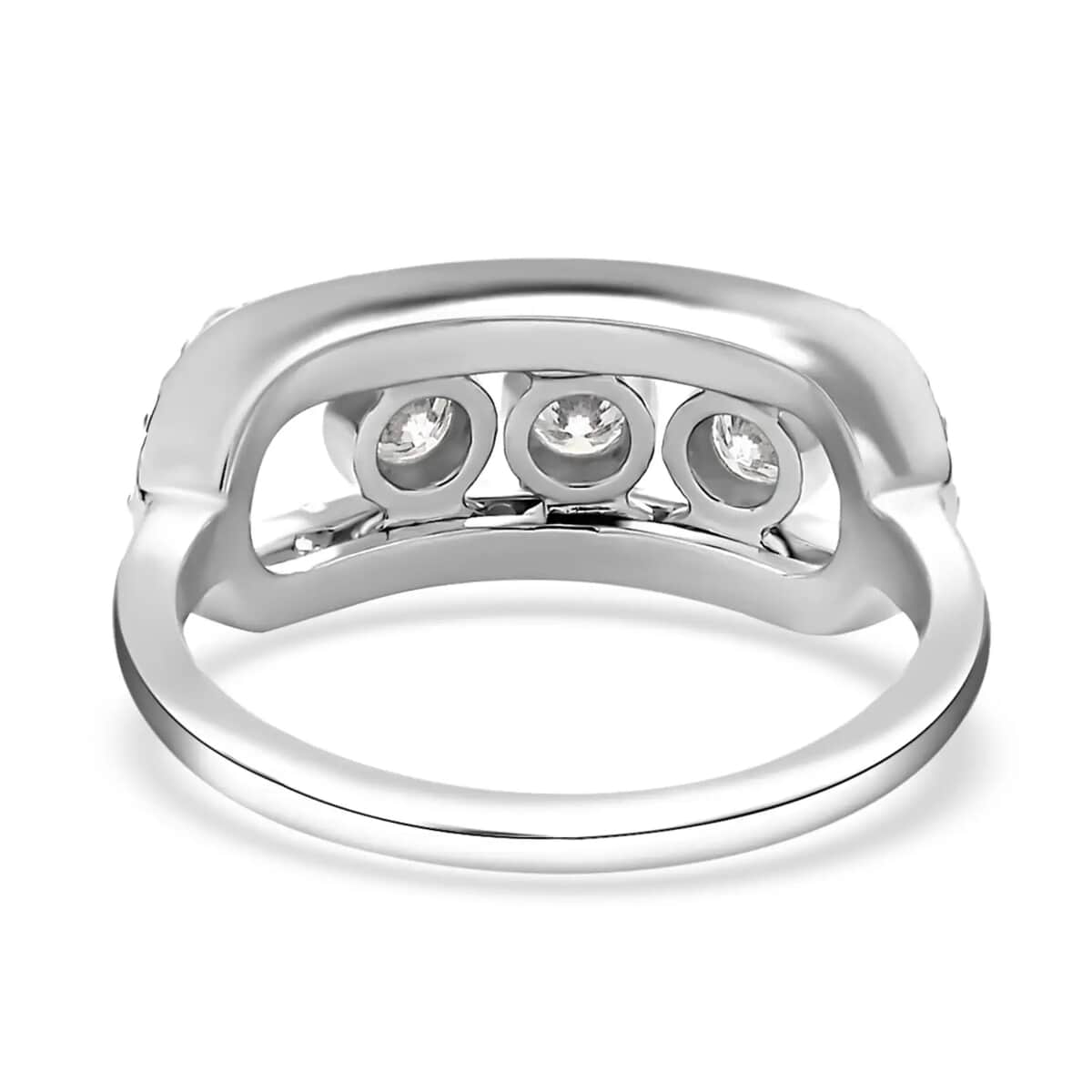 Moissanite Sliding Ring in Rhodium Over Sterling Silver (Size 10.0) 0.90 ctw image number 5