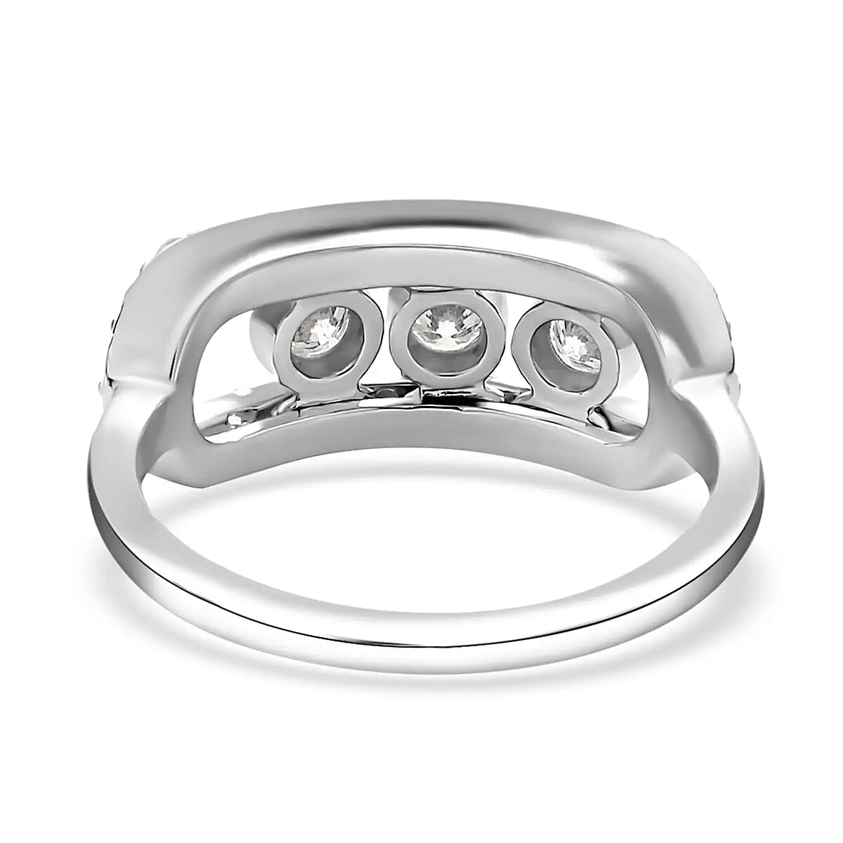 Moissanite 0.90 ctw Slider Ring, Moissanite Wedding Ring, Moissanite Band Ring, Rhodium Over Sterling Silver Ring (Size 7.0) image number 5
