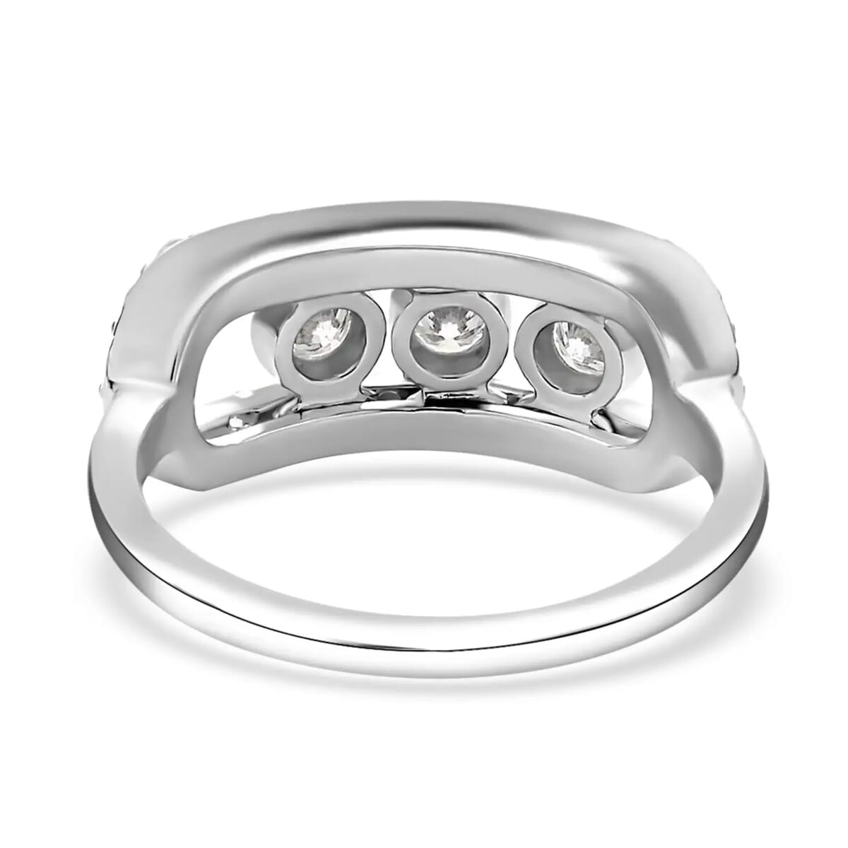 Moissanite 0.90 ctw Slider Ring, Moissanite Wedding Ring, Moissanite Band Ring, Rhodium Over Sterling Silver Ring (Size 9.0) image number 5