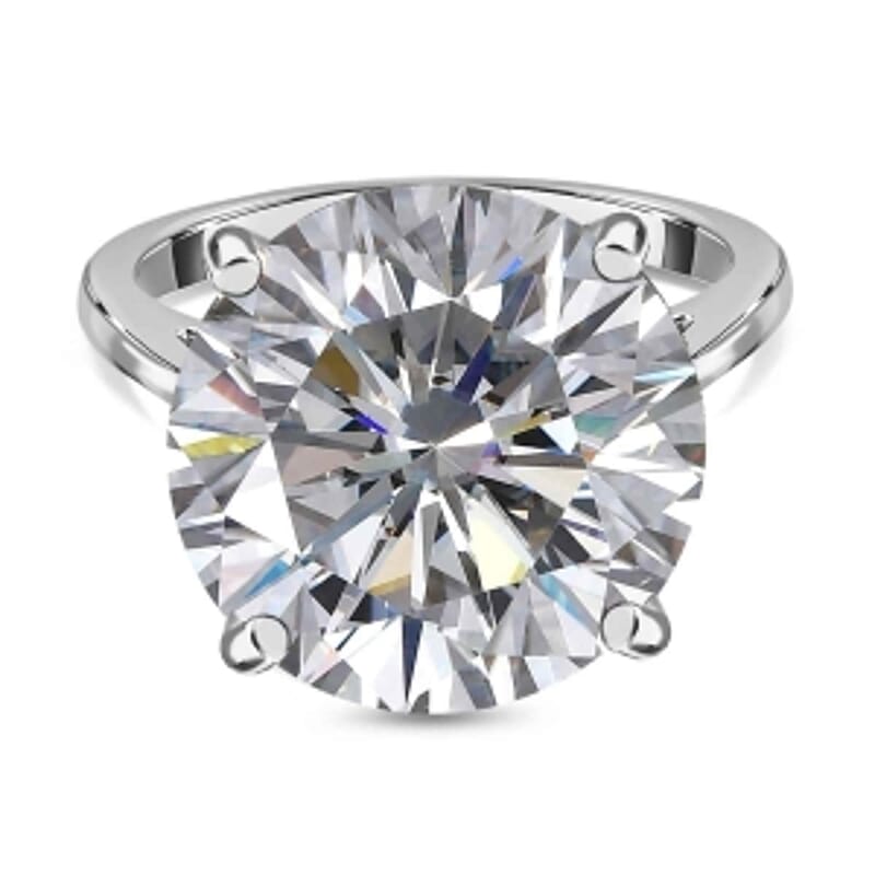 Moissanite 10.06 ctw Ring in Platinum Over Sterling Silver (Size 9)