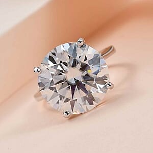 Moissanite 10.06 ctw Ring in Platinum Over Sterling Silver (Size 9)