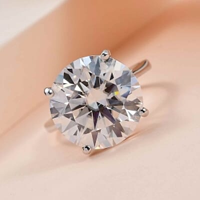 Moissanite 10.06 ctw Ring in Platinum Over Sterling Silver (Size 9)