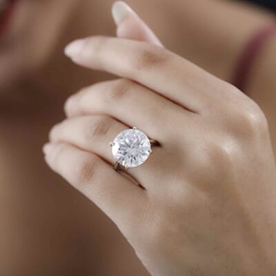 Moissanite 10.06 ctw Ring in Platinum Over Sterling Silver (Size 9)