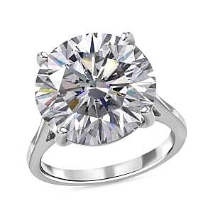 Moissanite 10.06 ctw Ring in Platinum Over Sterling Silver (Size 9)