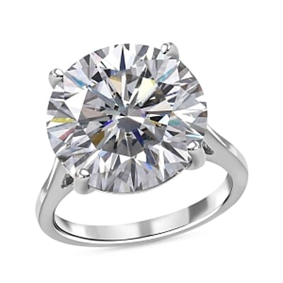 Moissanite 10.06 ctw Ring in Platinum Over Sterling Silver (Size 9)