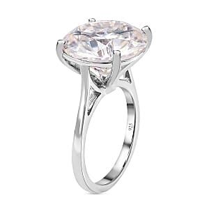 Moissanite 10.06 ctw Ring in Platinum Over Sterling Silver (Size 9)