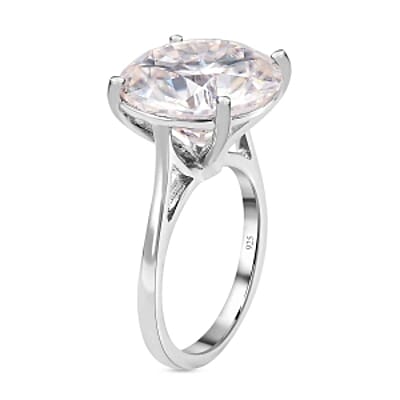 Moissanite 10.06 ctw Ring in Platinum Over Sterling Silver (Size 9)