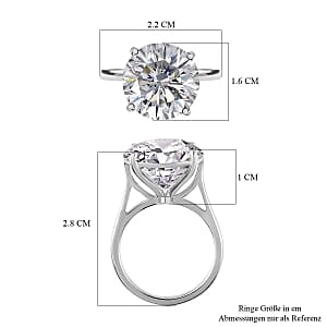 Moissanite 10.06 ctw Ring in Platinum Over Sterling Silver (Size 9)