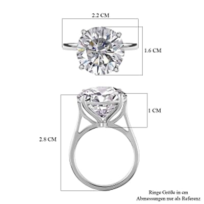 Moissanite 10.06 ctw Ring in Platinum Over Sterling Silver (Size 9)