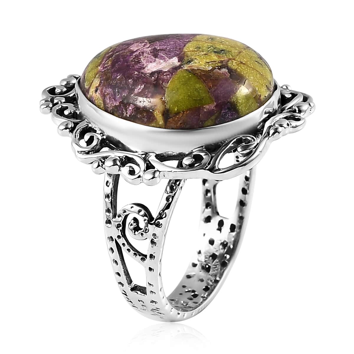 Artisan Crafted Tasmanian Stichtite Solitaire Ring in Sterling Silver 8.75 ctw image number 3