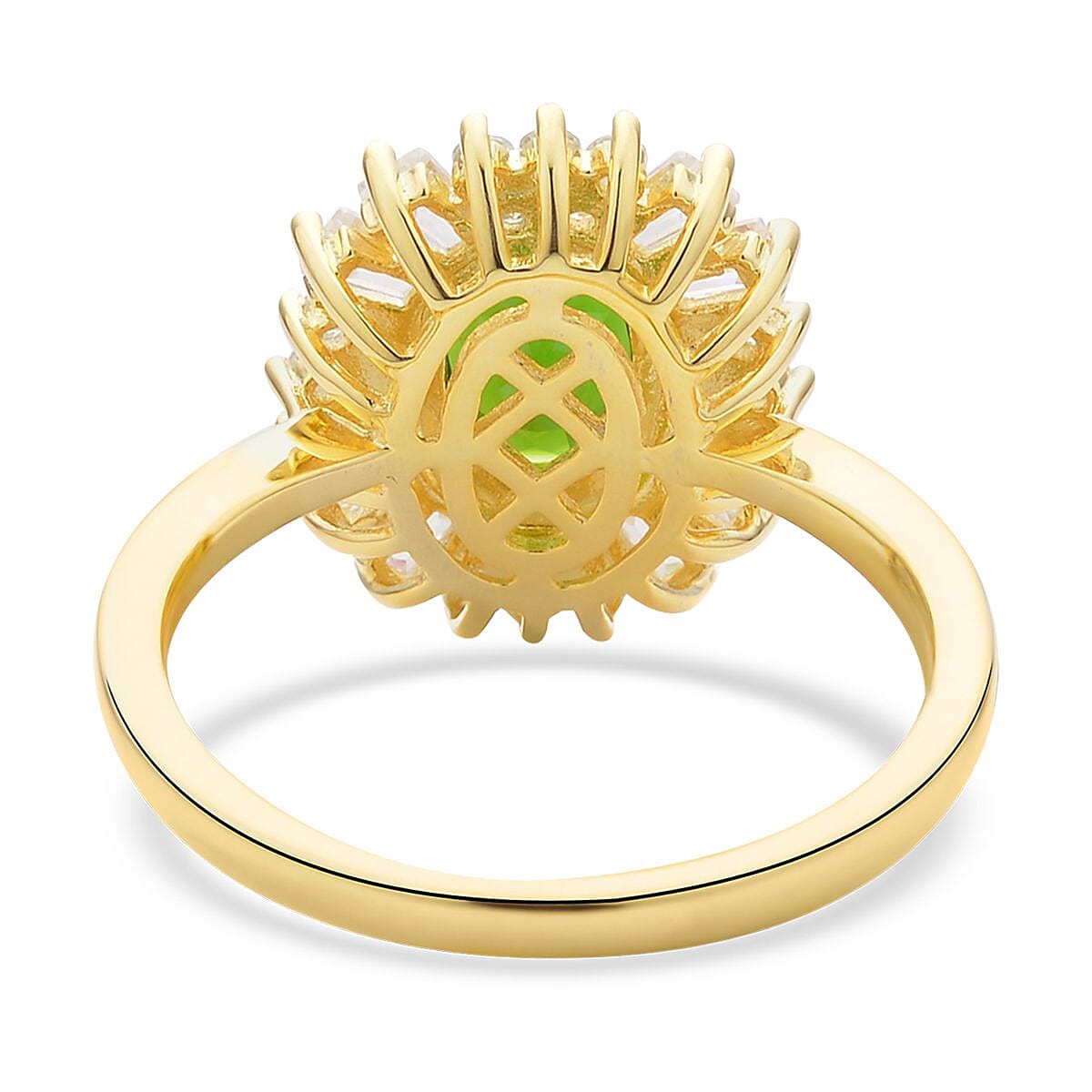 Chrome Diopside and Moissanite Halo Spray Ring in Vermeil Yellow Gold Over Sterling Silver (Size 9.0) 2.10 ctw image number 4