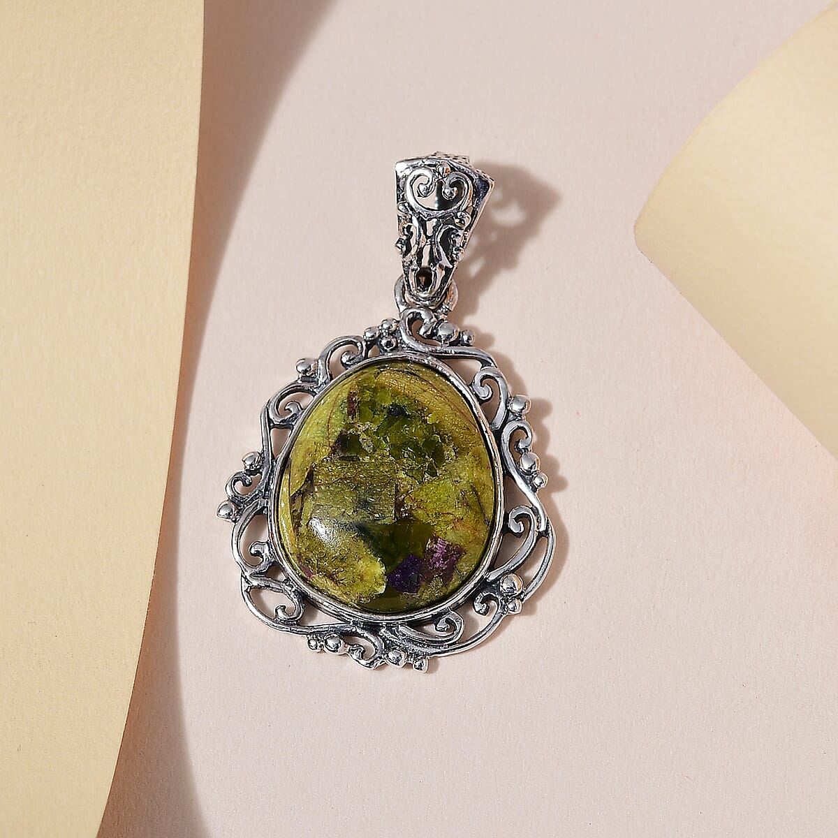 Artisan Crafted Tasmanian Stichtite Pendant in Sterling Silver 8.85 ctw image number 1