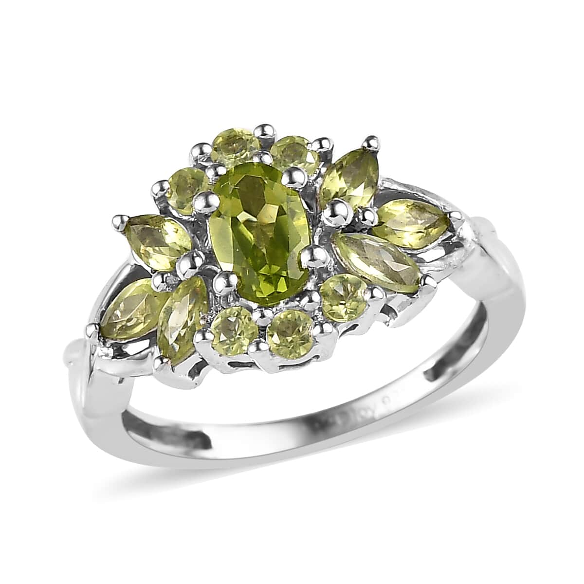 American Natural Arizona Peridot Ring in Platinum Over Sterling Silver 1.25 ctw image number 0