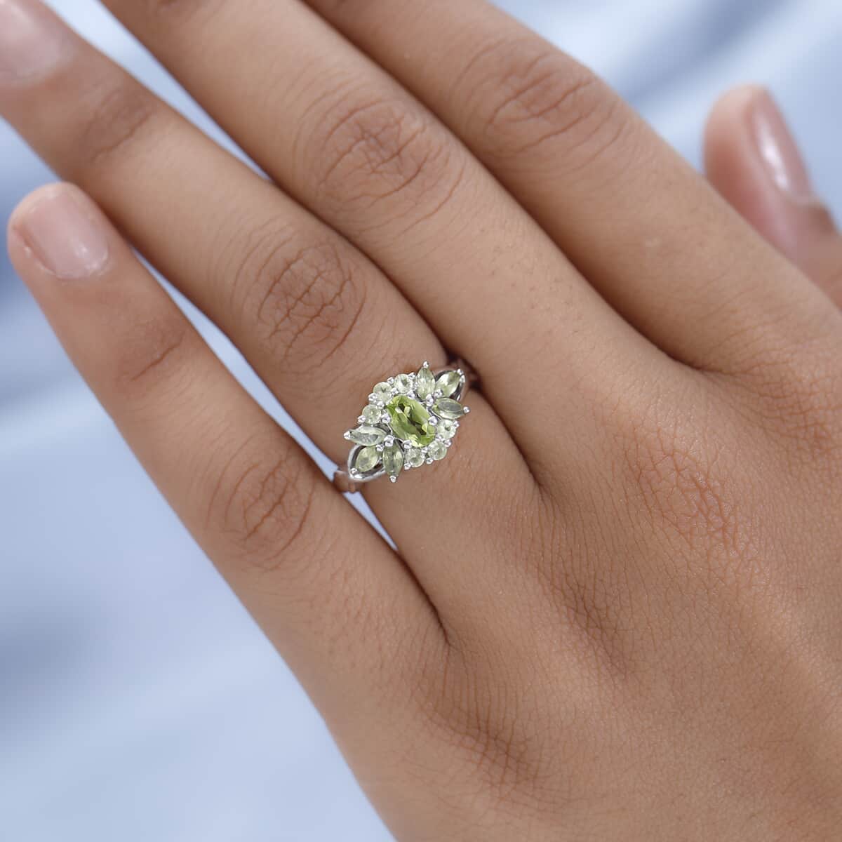 American Natural Arizona Peridot Ring in Platinum Over Sterling Silver 1.25 ctw image number 2