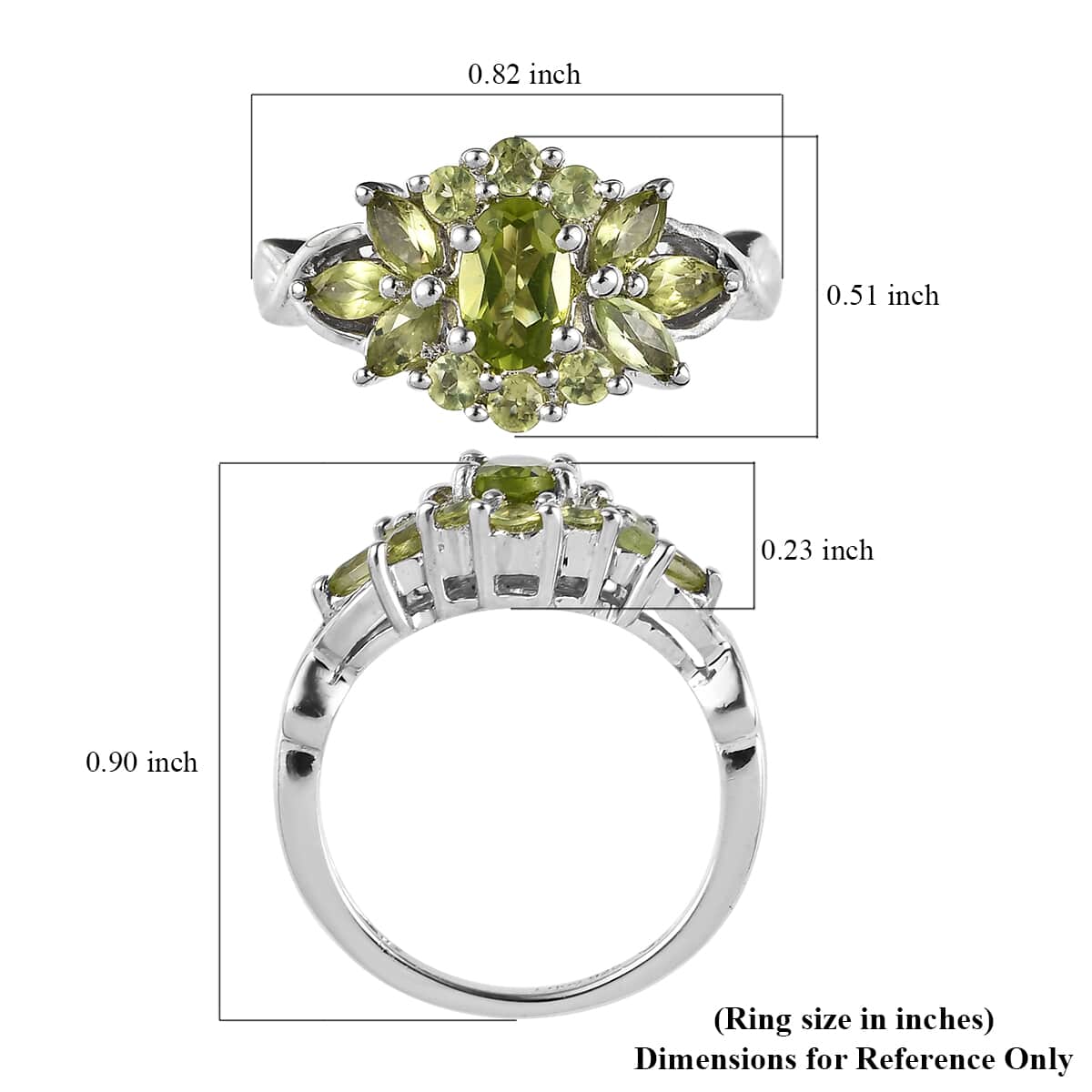American Natural Arizona Peridot Ring in Platinum Over Sterling Silver 1.25 ctw image number 5
