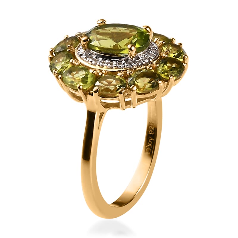 Arizona Peridot and Moissanite Ring in Vermeil Yellow Gold Over Sterling Silver (Size 10.0) 3.35 ctw